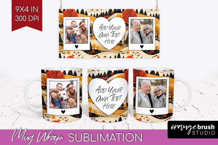 Fall Photo Frame Mug Wrap - Autumn Mug Sublimation example image 1