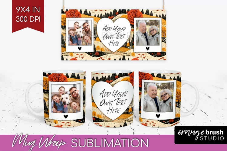 Fall Photo Frame Mug Wrap - Autumn Mug Sublimation