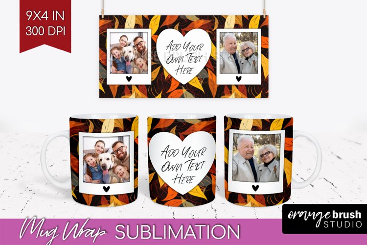 Fall Photo Frame Mug Wrap - Autumn Mug Sublimation example image 1