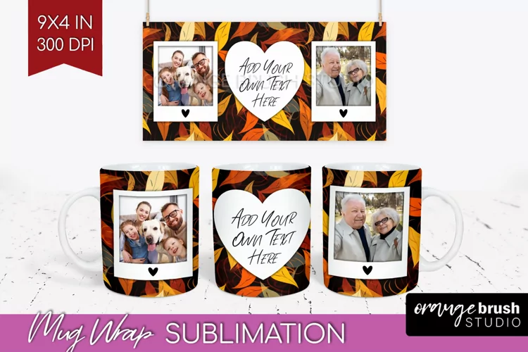 Fall Photo Frame Mug Wrap - Autumn Mug Sublimation