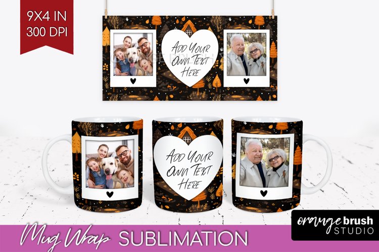 Fall Photo Frame Mug Wrap - Autumn Mug Sublimation example image 1