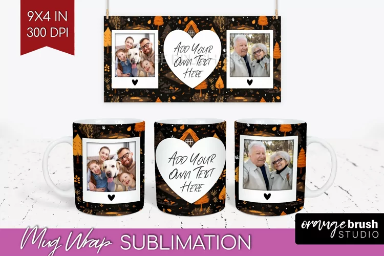 Fall Photo Frame Mug Wrap - Autumn Mug Sublimation