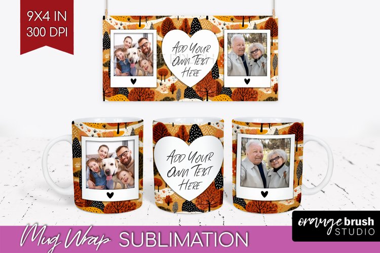Fall Photo Frame Mug Wrap - Autumn Mug Sublimation example image 1