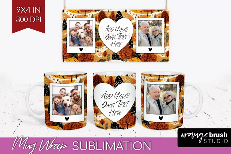 Fall Photo Frame Mug Wrap - Autumn Mug Sublimation