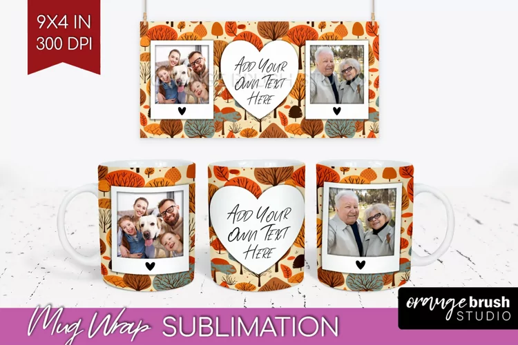 Fall Photo Frame Mug Wrap - Autumn Mug Sublimation