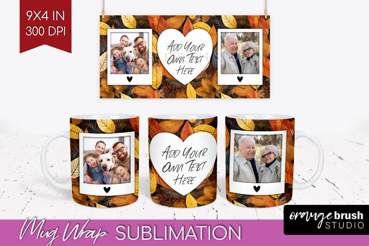Fall Photo Frame Mug Wrap - Autumn Mug Sublimation example image 1
