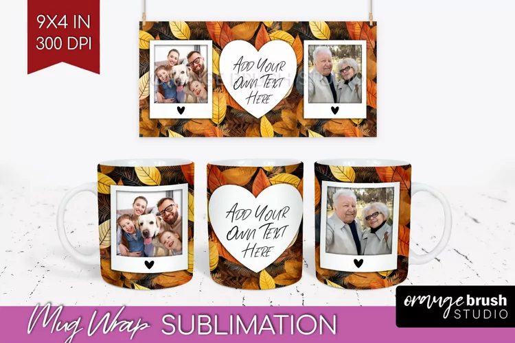 Fall Photo Frame Mug Wrap - Autumn Mug Sublimation