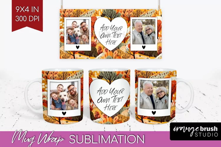 Fall Photo Frame Mug Wrap - Autumn Mug Sublimation