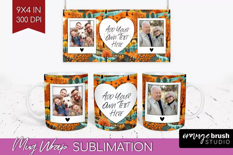 Fall Photo Frame Mug Wrap - Autumn Mug Sublimation