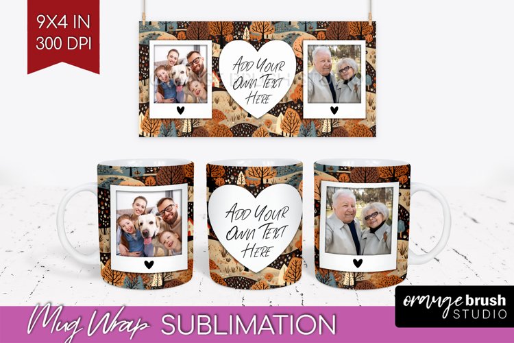 Fall Photo Frame Mug Wrap - Autumn Mug Sublimation example image 1