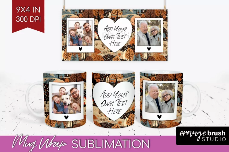 Fall Photo Frame Mug Wrap - Autumn Mug Sublimation