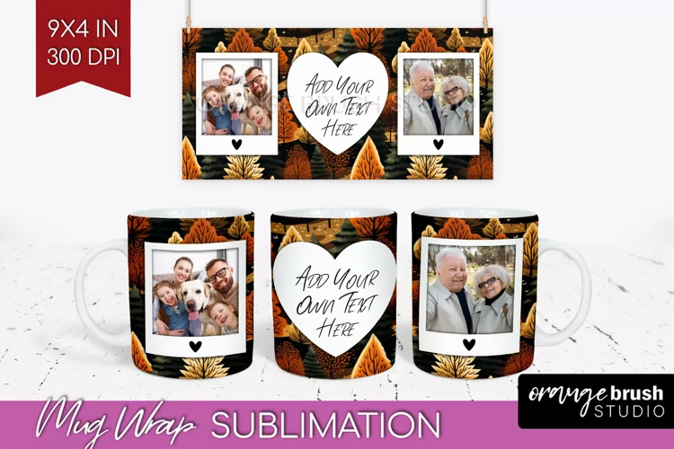 Fall Photo Frame Mug Wrap - Autumn Mug Sublimation