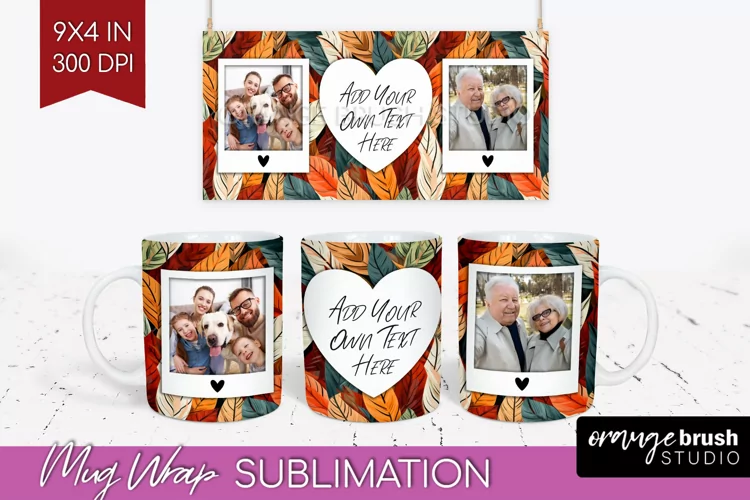 Fall Photo Frame Mug Wrap - Autumn Mug Sublimation