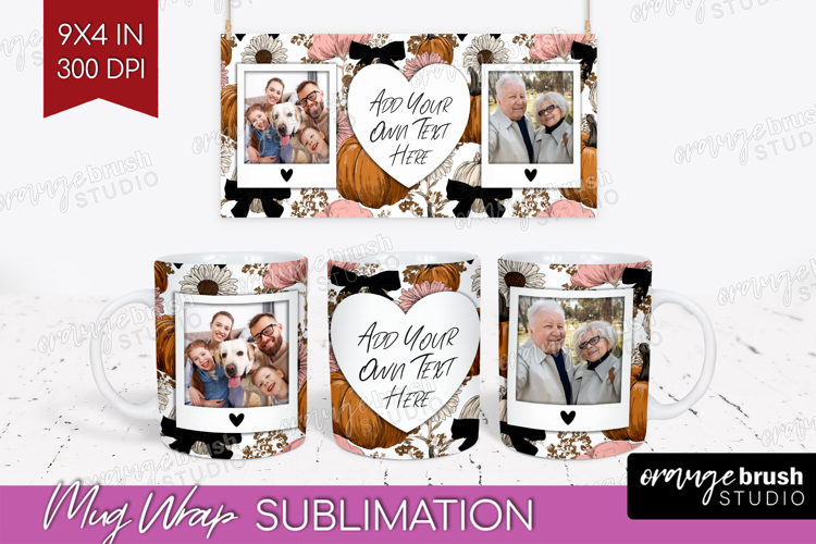 Pumpkun Photo Mug Wrap PNG - Fall Picture Frame Mug
