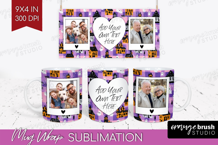 Halloween Photo Mug Wrap PNG - Spooky Picture Frame Mug