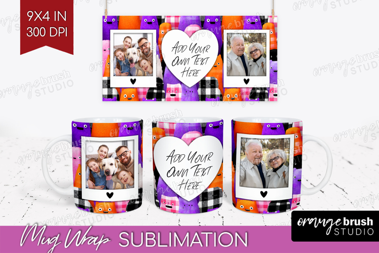 Halloween Photo Mug Wrap PNG - Spooky Picture Frame Mug