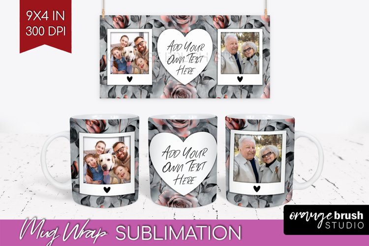 Rose Photo Mug Wrap PNG - Floral Picture Frame Mug