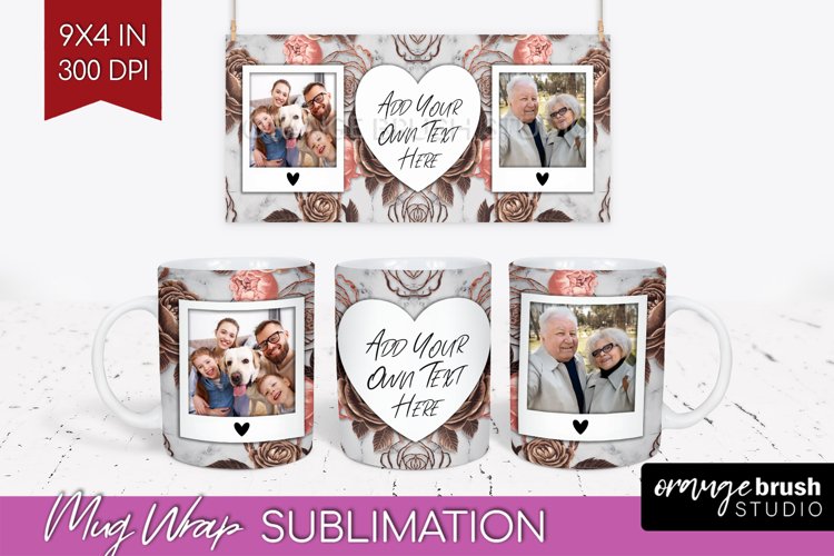 Rose Photo Mug Wrap PNG - Floral Picture Frame Mug