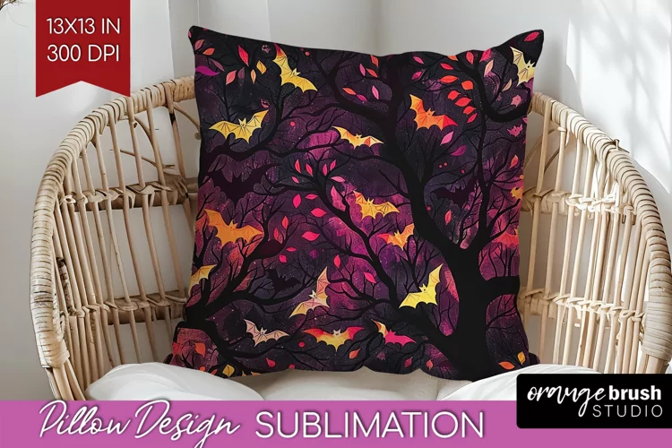 Neon Halloween Pillow Sublimation - Spooky Pillow Cover