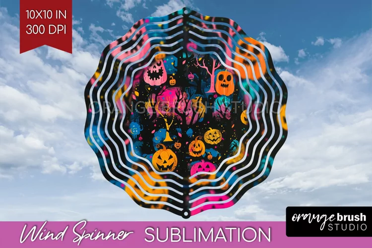 Neon Halloween Wind Spinner, Spooky Wind Spinner Sublimation