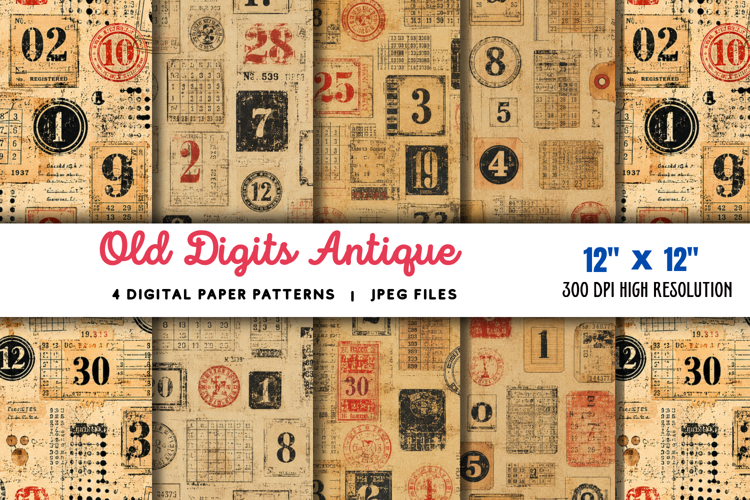 Old Digits Antique Memory Sheet JPG