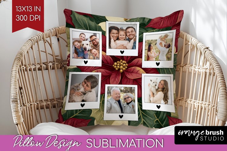Poinsettia Christmas Photo Pillow PNG - Christmas Poinsettia