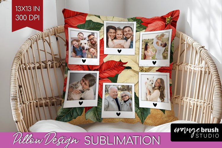 Poinsettia Christmas Photo Pillow PNG - Christmas Poinsettia