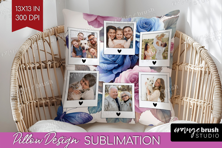 Floral Photo Pillow PNG - Sping Flowers Picture Frame Pillow