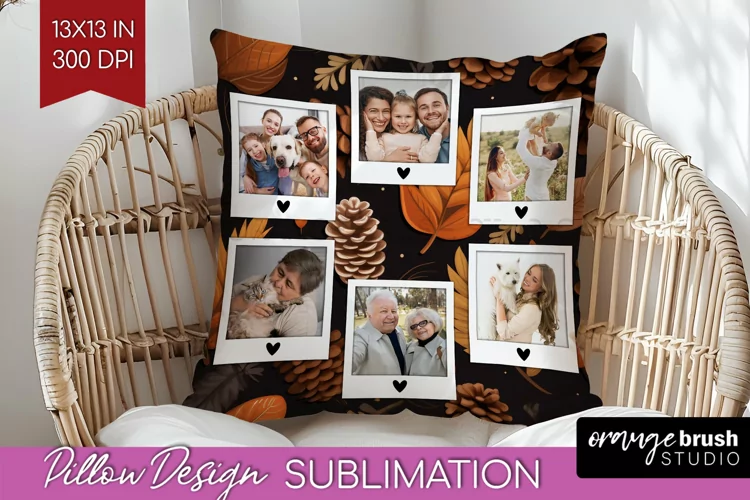 Autumn Photo Frame Pillow Sublimation - Add Your Picture