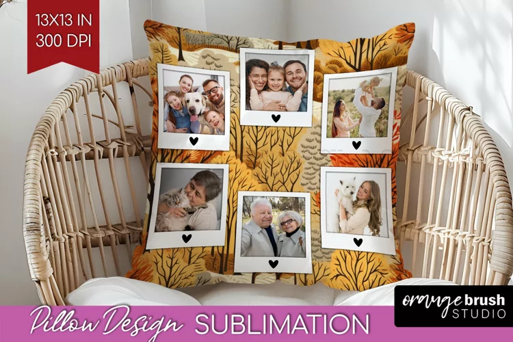 Autumn Photo Frame Pillow Sublimation - Add Your Picture