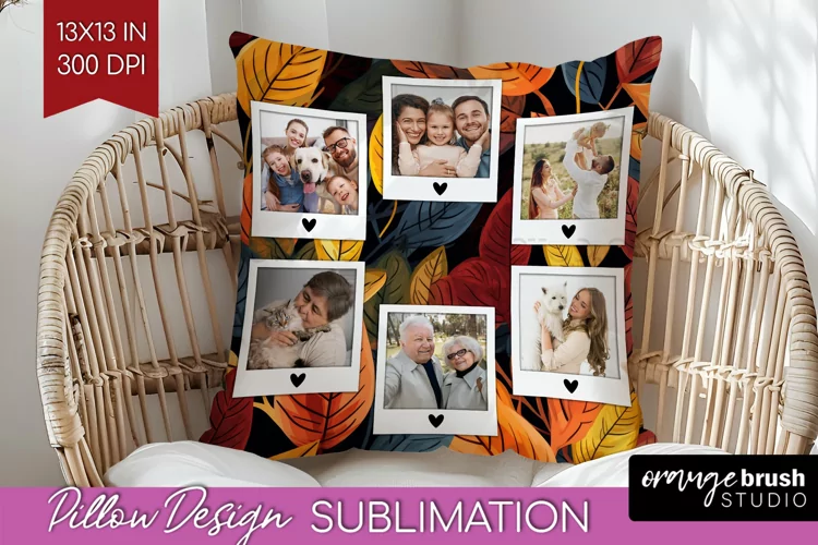 Autumn Photo Frame Pillow Sublimation - Add Your Picture