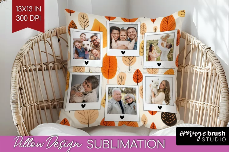 Autumn Photo Frame Pillow Sublimation - Add Your Picture