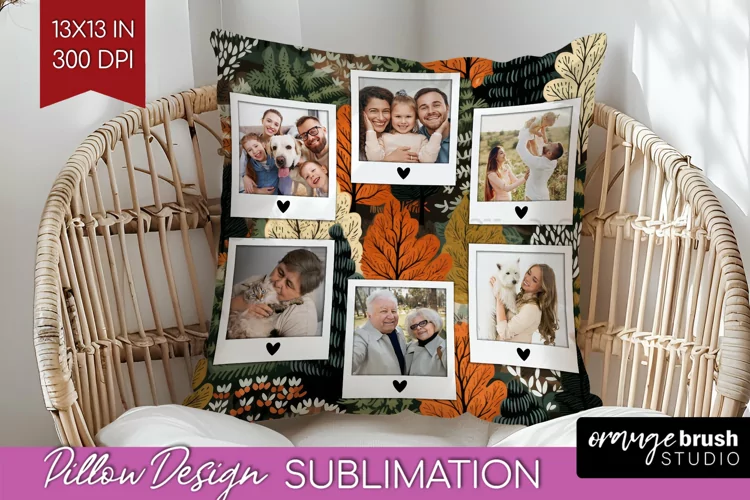 Autumn Photo Frame Pillow Sublimation - Add Your Picture