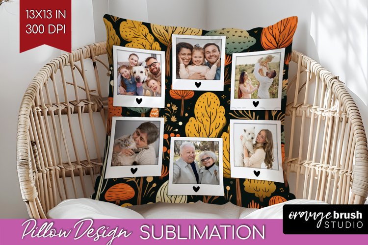 Autumn Photo Frame Pillow Sublimation - Add Your Picture example image 1