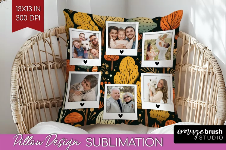 Autumn Photo Frame Pillow Sublimation - Add Your Picture