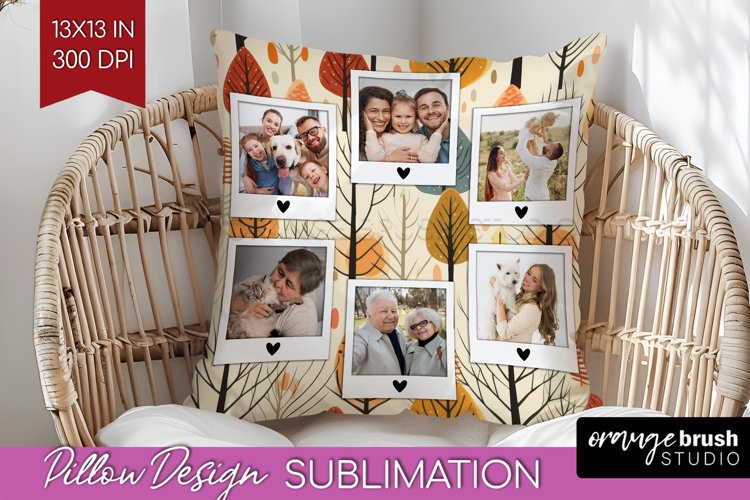 Autumn Photo Frame Pillow Sublimation - Add Your Picture example image 1