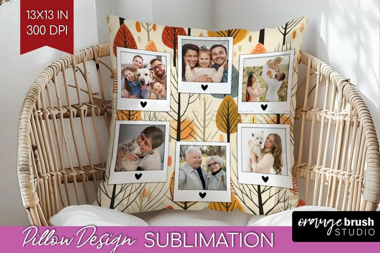 Autumn Photo Frame Pillow Sublimation - Add Your Picture