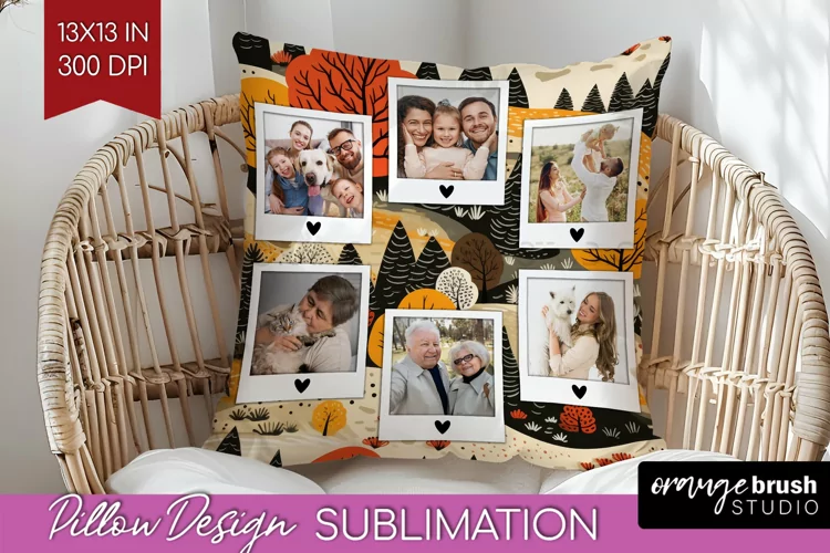 Autumn Photo Frame Pillow Sublimation - Add Your Picture
