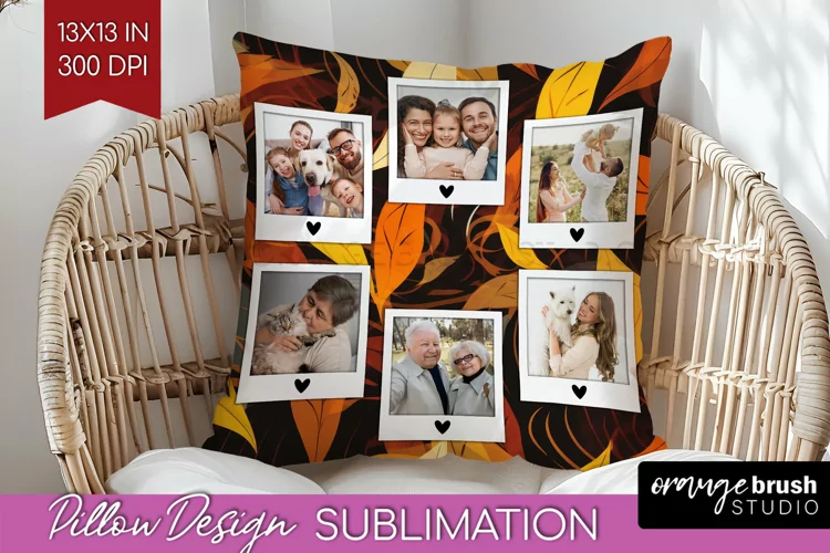 Autumn Photo Frame Pillow Sublimation - Add Your Picture