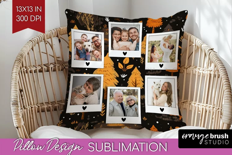 Autumn Photo Frame Pillow Sublimation - Add Your Picture