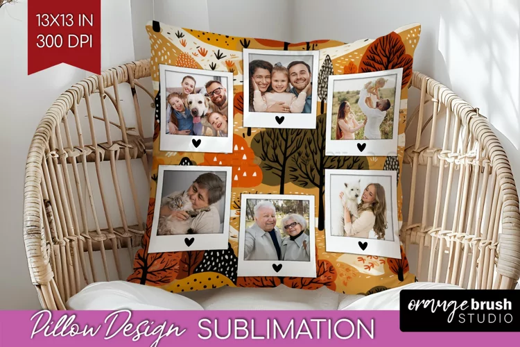 Autumn Photo Frame Pillow Sublimation - Add Your Picture