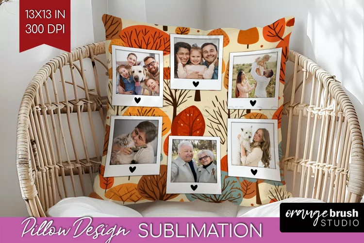 Autumn Photo Frame Pillow Sublimation - Add Your Picture