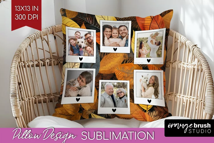 Autumn Photo Frame Pillow Sublimation - Add Your Picture