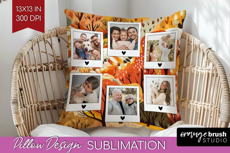 Autumn Photo Frame Pillow Sublimation - Add Your Picture