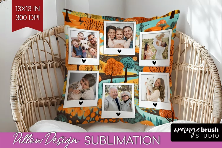 Autumn Photo Frame Pillow Sublimation - Add Your Picture