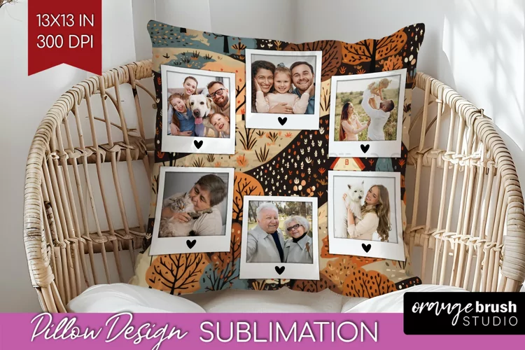 Autumn Photo Frame Pillow Sublimation - Add Your Picture