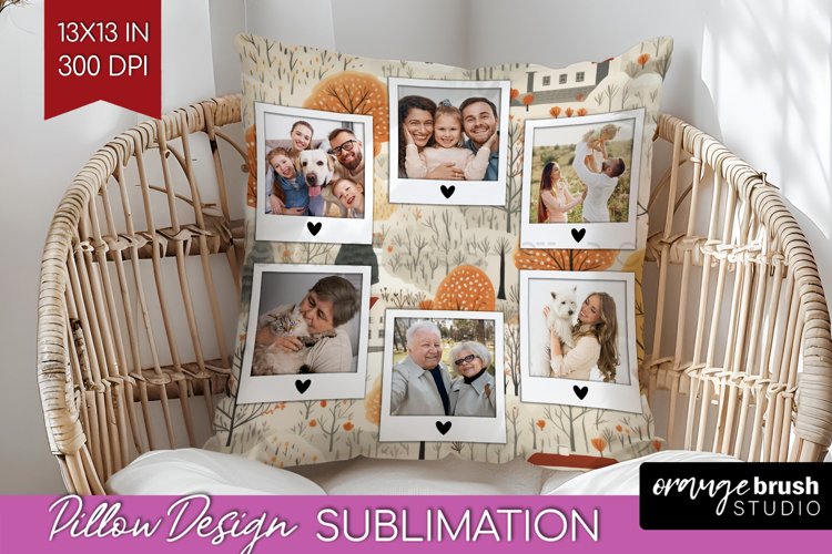 Autumn Photo Frame Pillow Sublimation - Add Your Picture example image 1