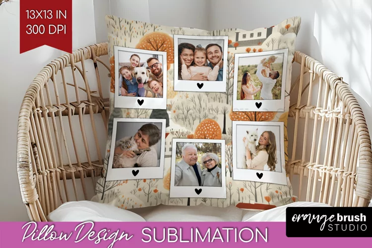 Autumn Photo Frame Pillow Sublimation - Add Your Picture