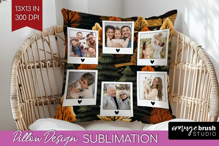 Autumn Photo Frame Pillow Sublimation - Add Your Picture