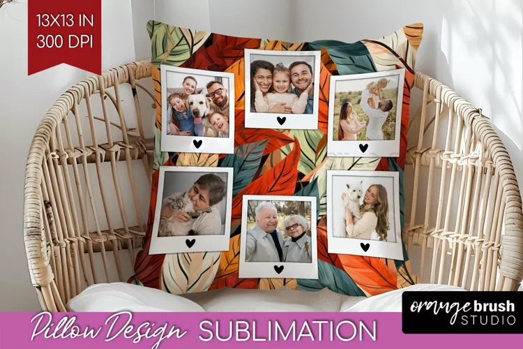 Autumn Photo Frame Pillow Sublimation - Add Your Picture